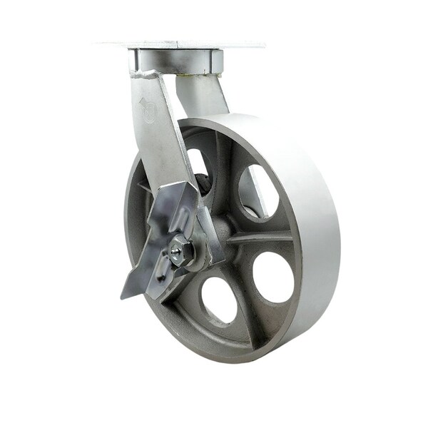 Service Caster 12'' Extra Heavy Duty Semi Steel Cast Iron Wheel Swivel Caster with Brake CRAN-SCC-KP92S1230-SSR-SLB - main